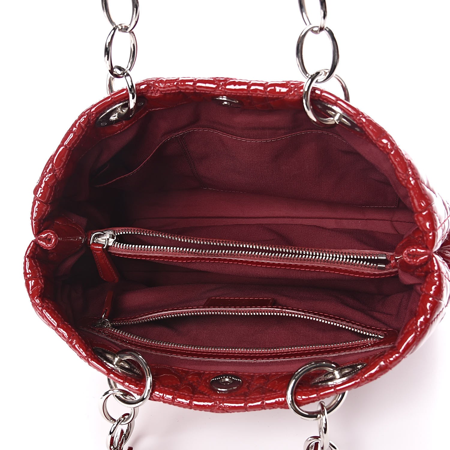Christian Dior Patent Cannage Small Dior Soft Shopping Tote Red 5 of 10