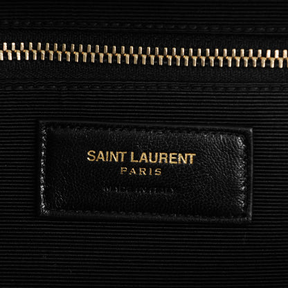 Saint Laurent Grain De Poudre Matelasse Chevron Large Monogram Satchel Black 8 of 8