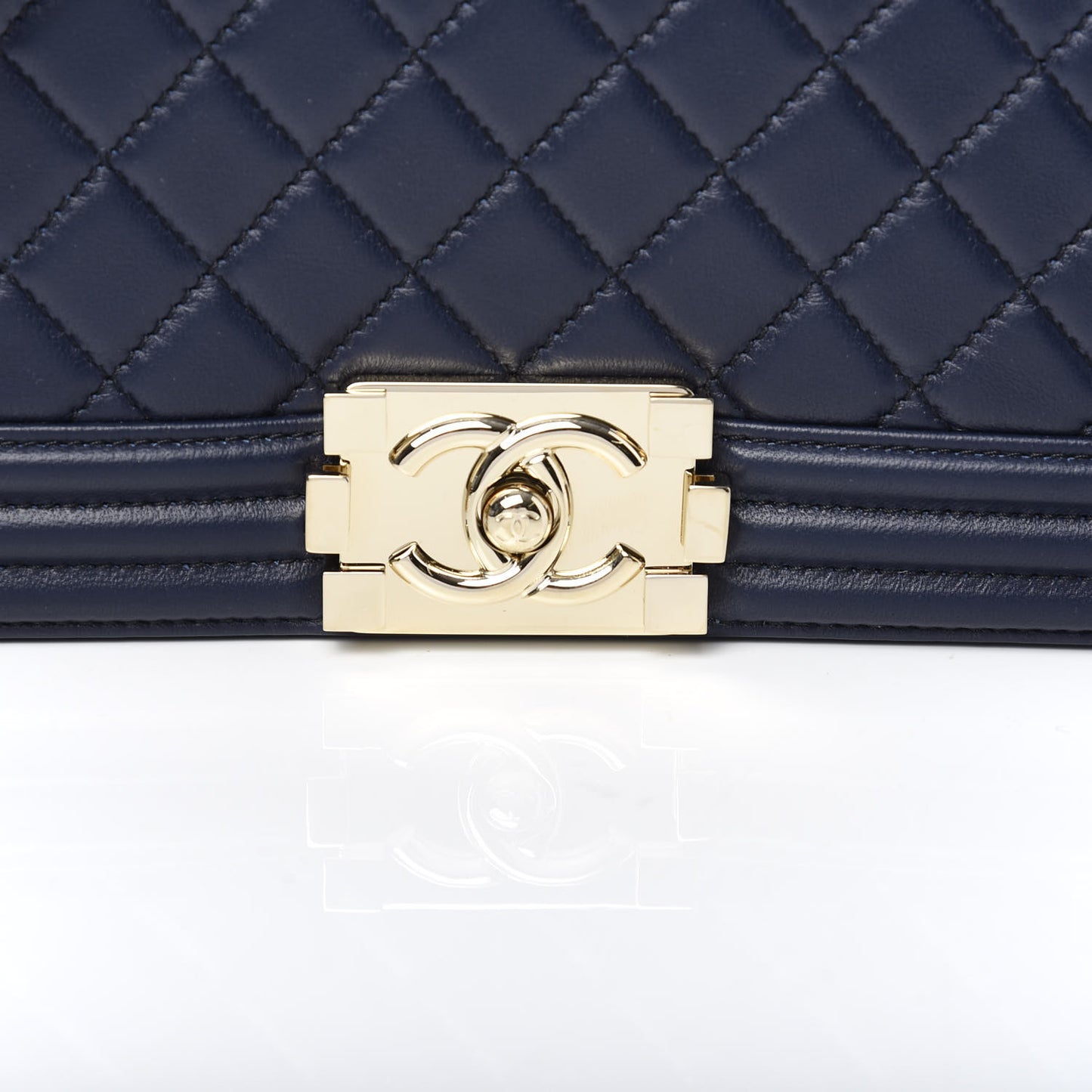 Lambskin Quilted Medium Boy Flap Deep Blue