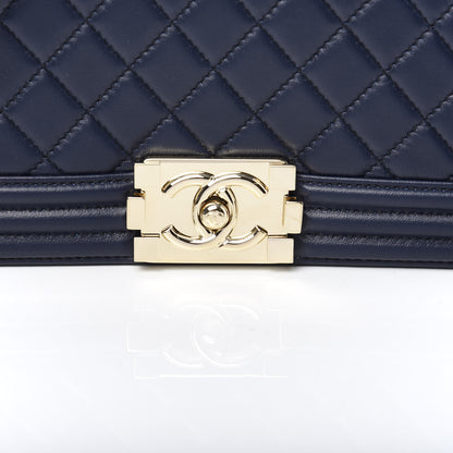 Chanel Lambskin Quilted Medium Boy Flap Deep Blue 10 of 10