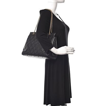 Chanel Lambskin Double Stitch Quilted Tote Black 2 of 10