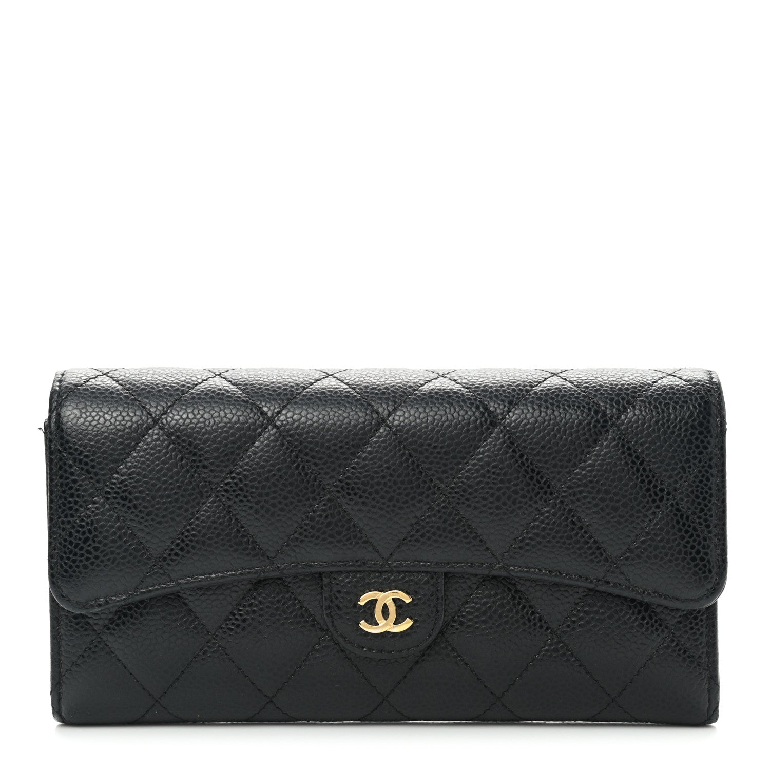 Chanel Caviar Quilted Large Gusset Flap Wallet Black 1 of 9