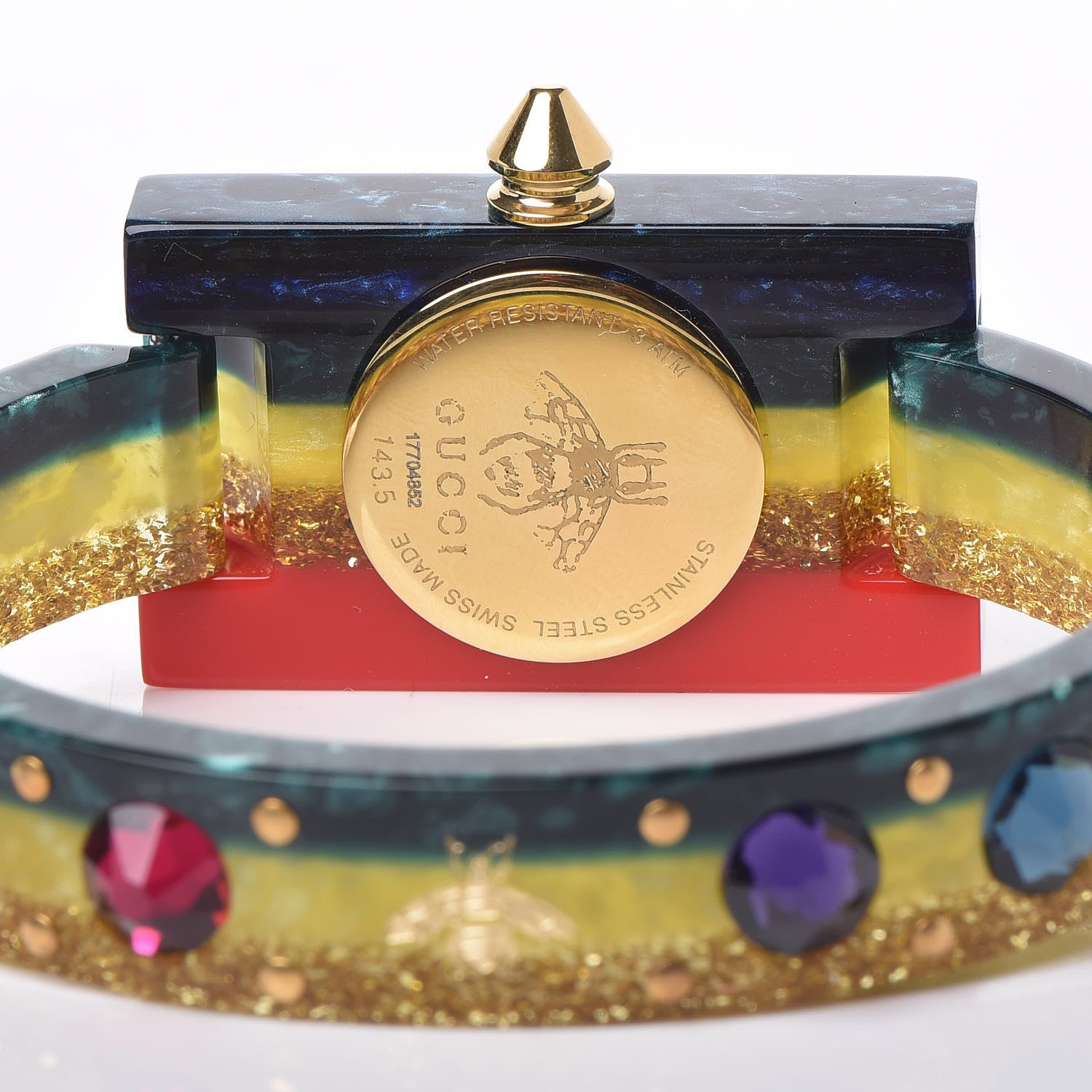 Gucci Stainless Steel Plexiglass Mother of Pearl 24mm Rainbow Quartz Watch 5 of 6