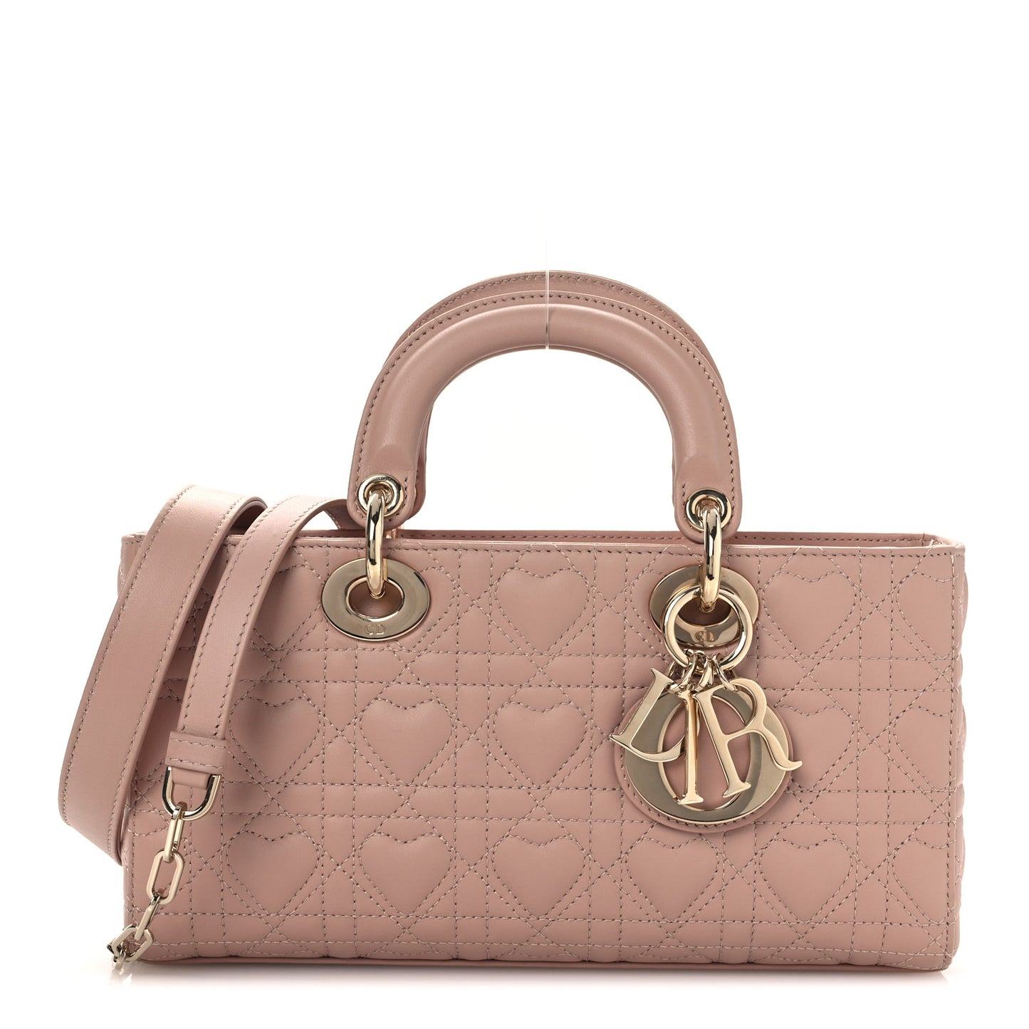 Lambskin Cannage Heart Medium Lady D-Joy Rose Des Vents