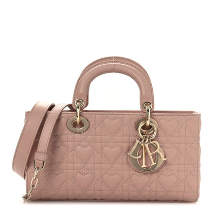 Christian Dior Lambskin Cannage Heart Medium Lady D-Joy Rose Des Vents 1 of 11