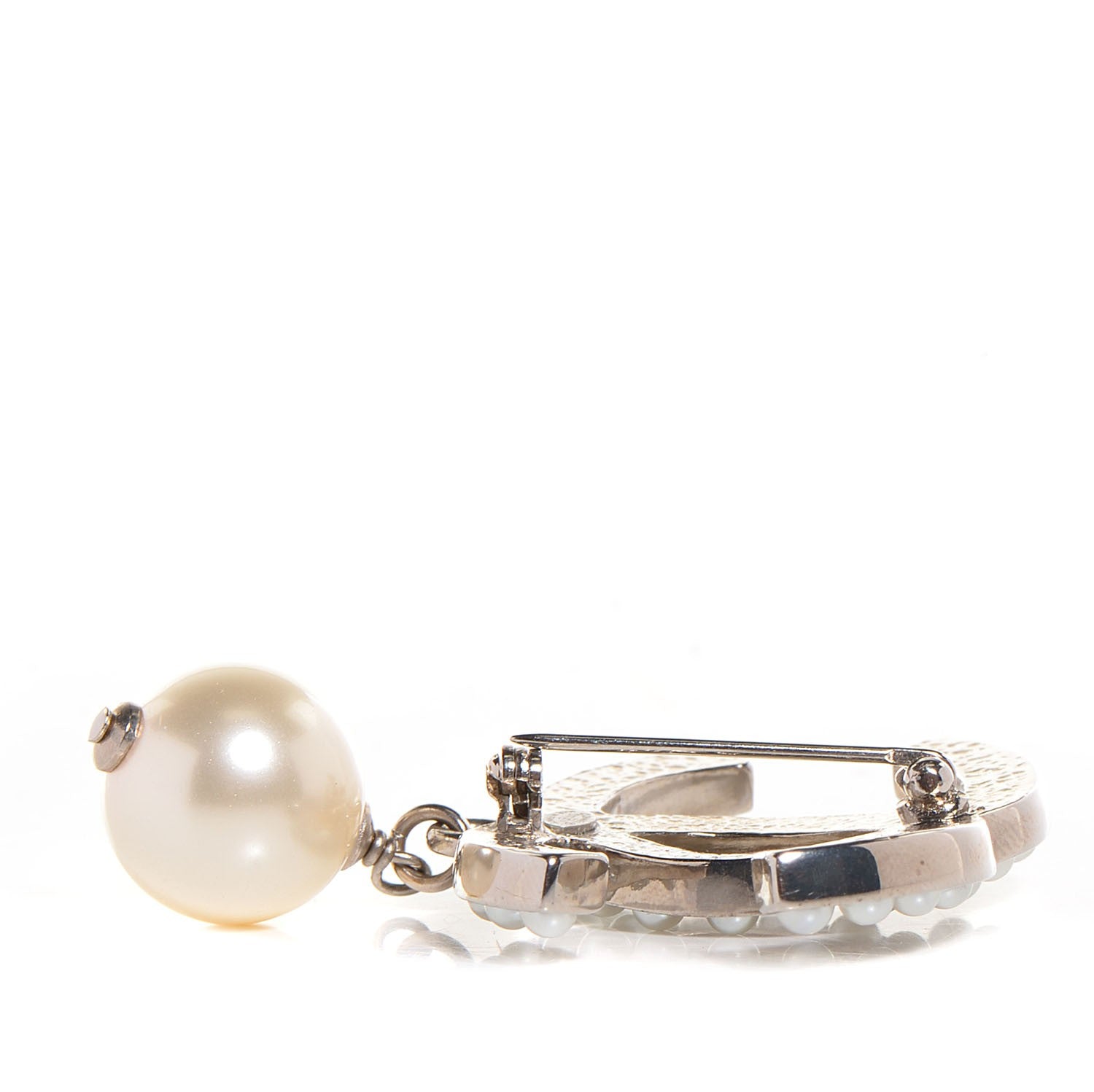 Chanel Pearl CC Drop Brooch Silver 4 of 6