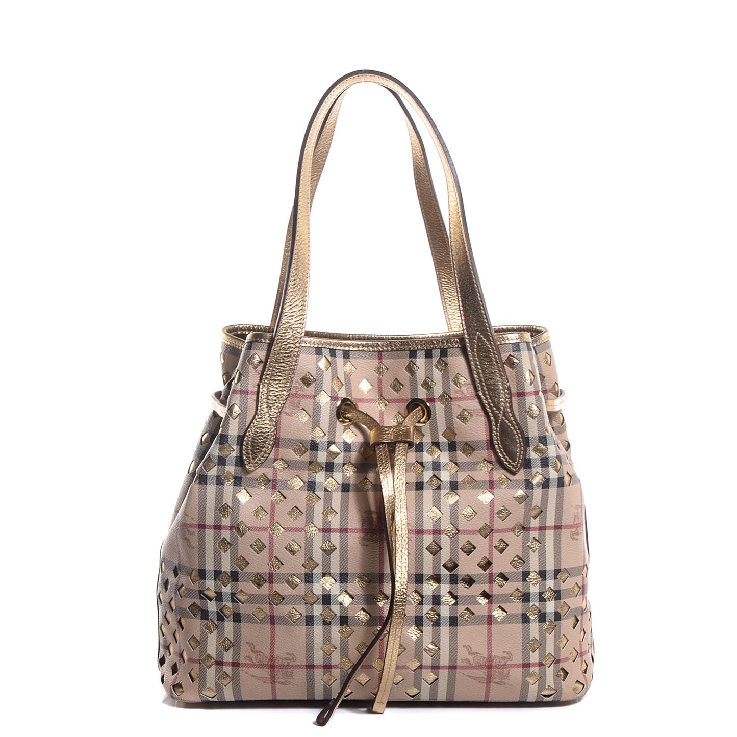 Haymarket Check Drawstring Claudia Bag Gold