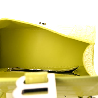 Balenciaga Shiny Calfskin Crocodile Embossed Small Hourglass Top Handle Bag Light Yellow 4 of 8