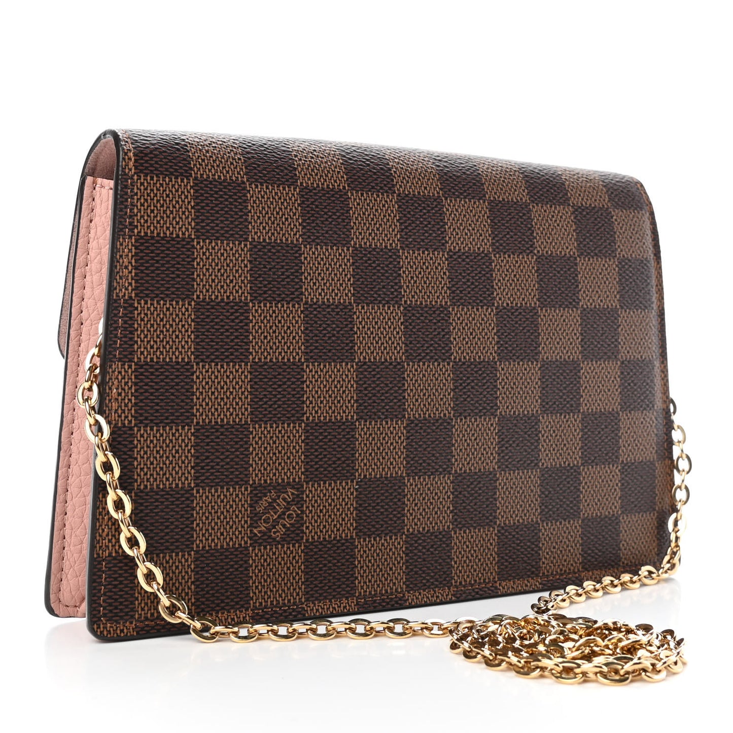 Damier Ebene Croisette Chain Wallet Magnolia