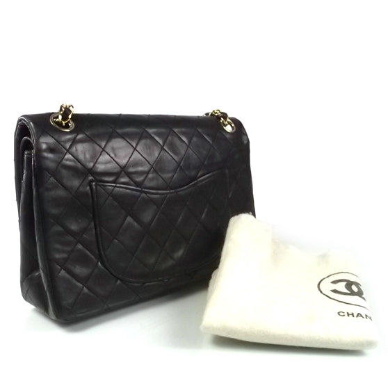 Lambskin Medium Double Flap Black