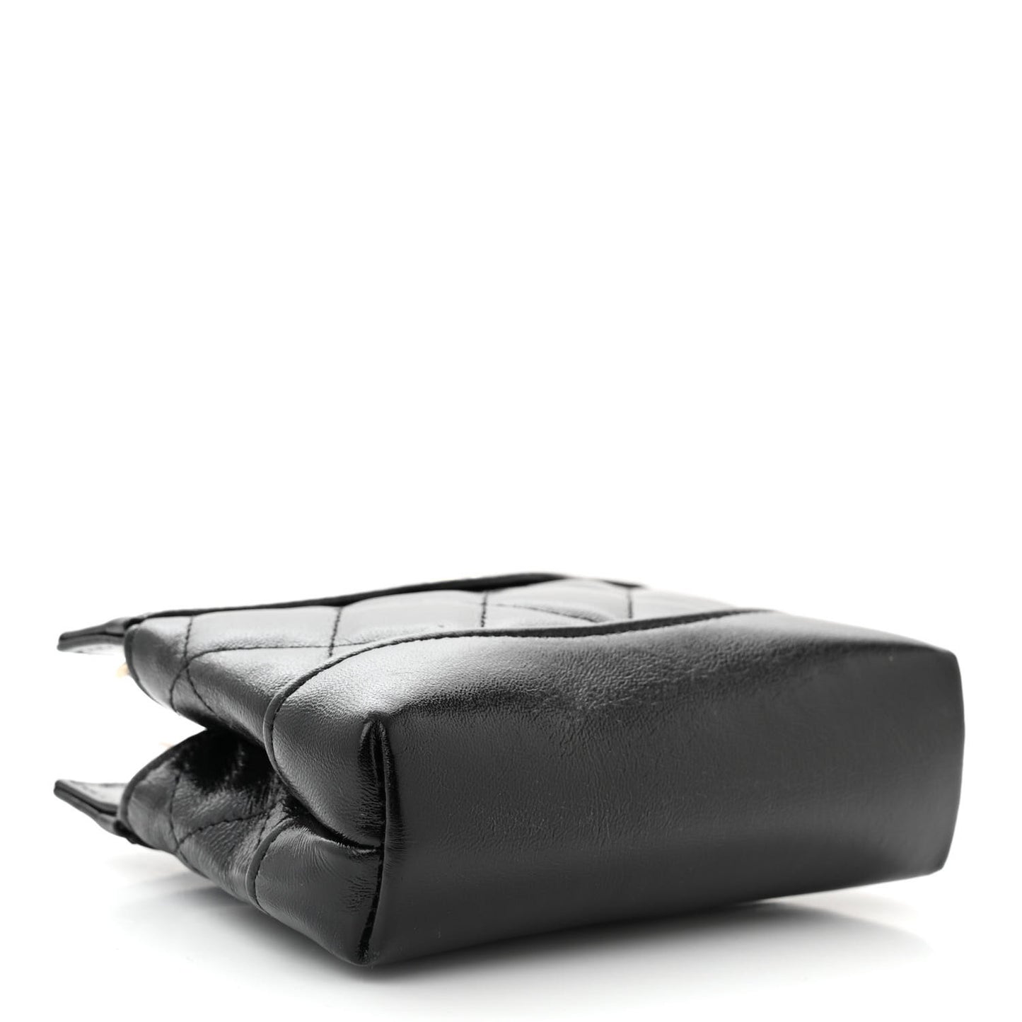 Shiny Lambskin Quilted Micro 31 Clutch With Chain Black