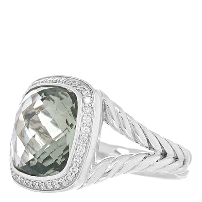 David Yurman Sterling Silver Diamond Prasiolite 14mm Albion Ring 59 8.75 3 of 5
