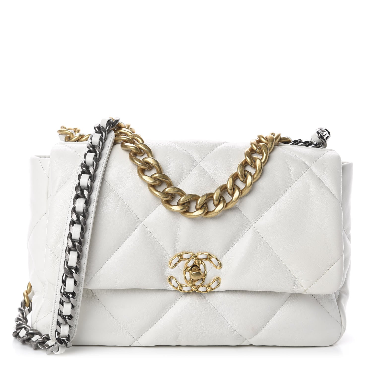Chanel Lambskin Quilted Large 19 Flap Light White 1 of 9