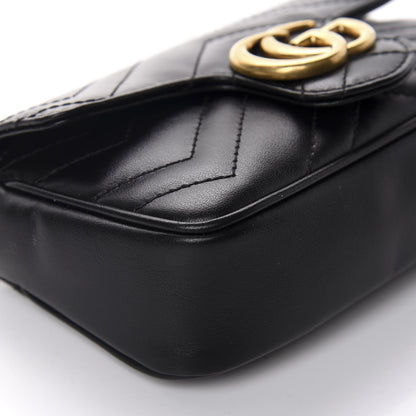 Gucci Calfskin Matelasse Super Mini GG Marmont Shoulder Bag Black 6 of 11