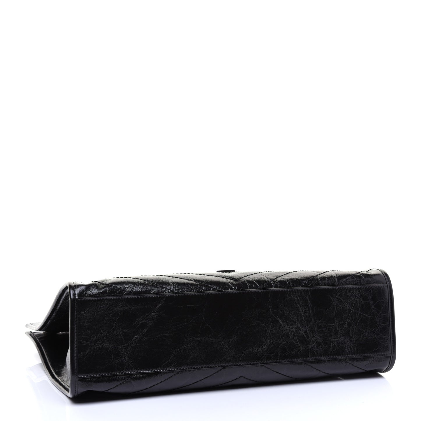 Crinkled Calfskin Matelasse Monogram Niki Shoulder Bag Black