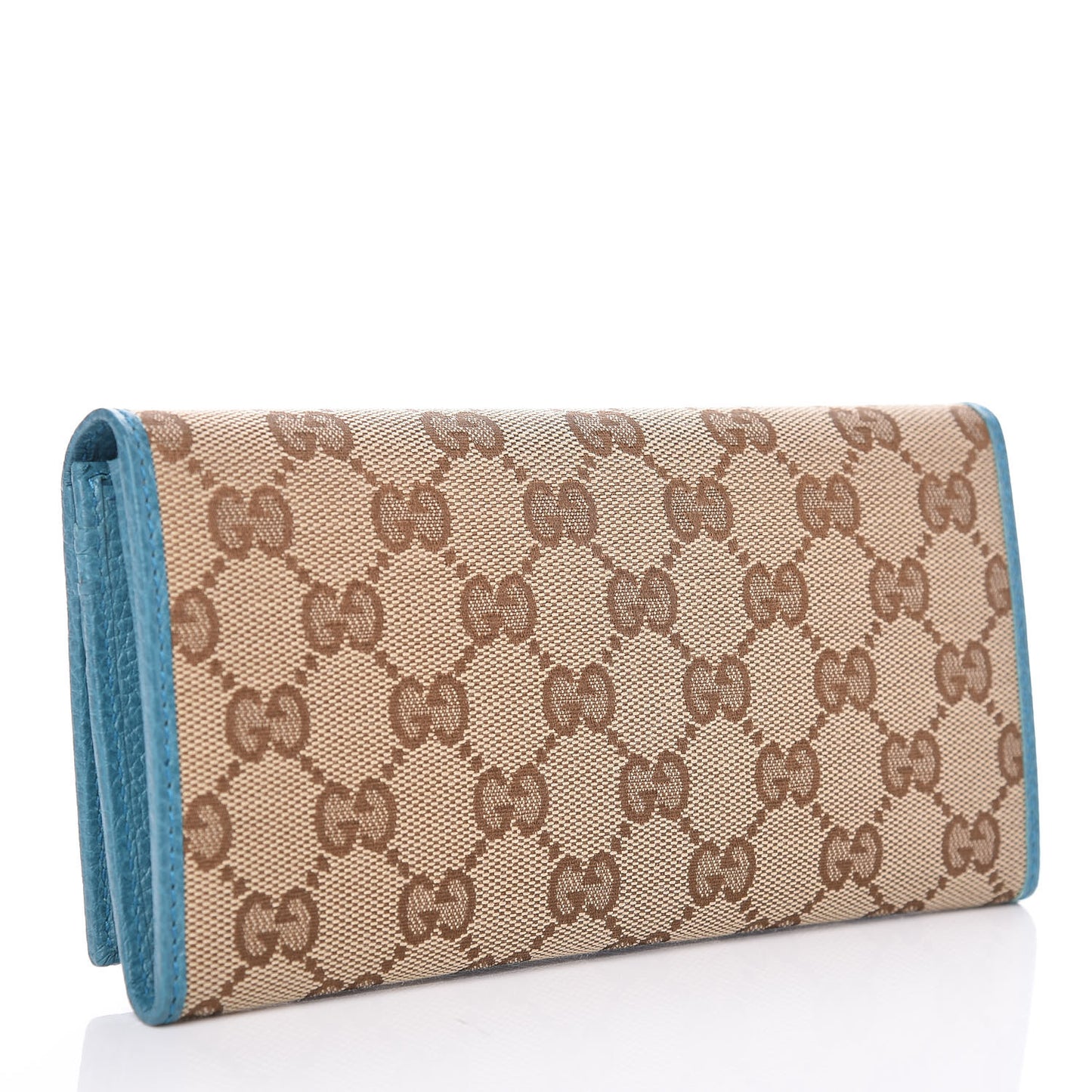 Monogram Dollar Calfskin Continental Flap Wallet Beige Ebony Deep Cobalt