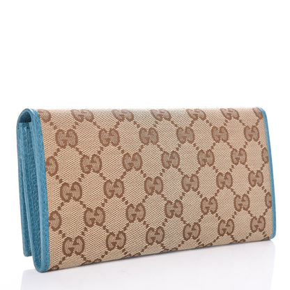 Gucci Monogram Dollar Calfskin Continental Flap Wallet Beige Ebony Deep Cobalt 3 of 9