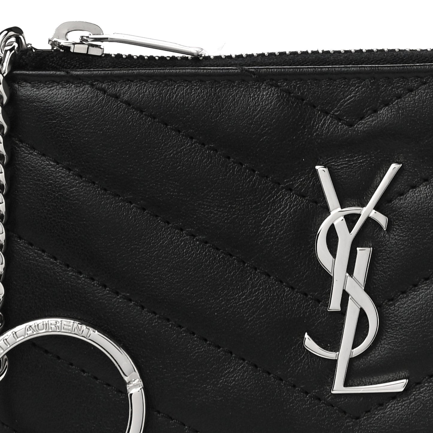 Calfskin Matelasse Monogram Key Pouch Black