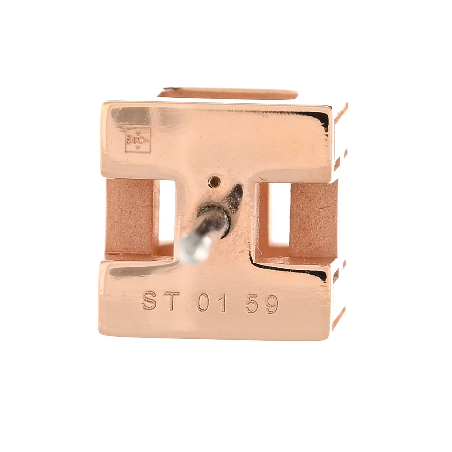 Hermes Rose Gold Lacquered Cage d'H Earrings Black 4 of 5