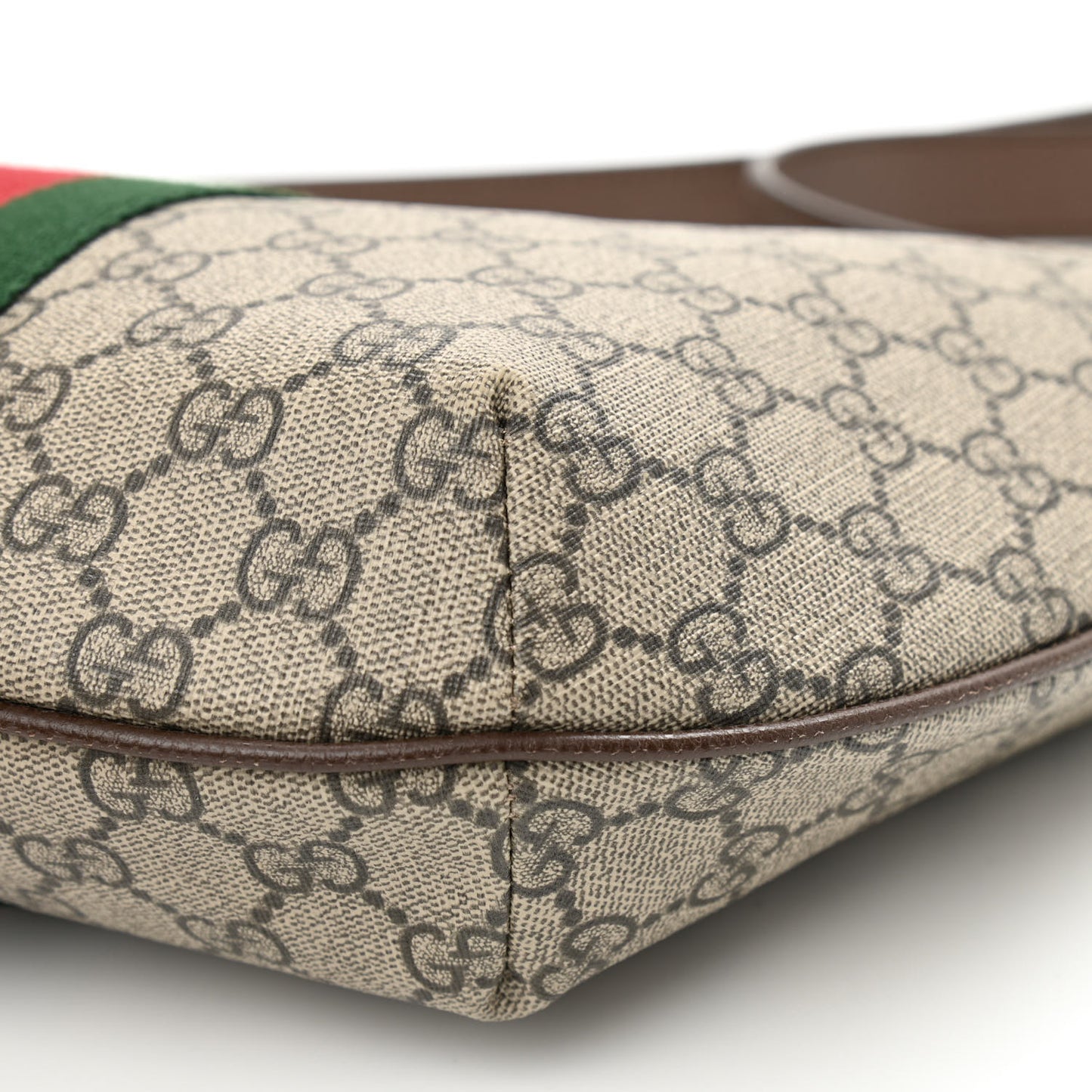 GG Supreme Monogram Web Small Ophidia Half Moon Hobo Brown