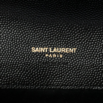Saint Laurent Grain De Poudre Textured Mixed Matelasse Triquilt Monogram Clutch Black 6 of 7