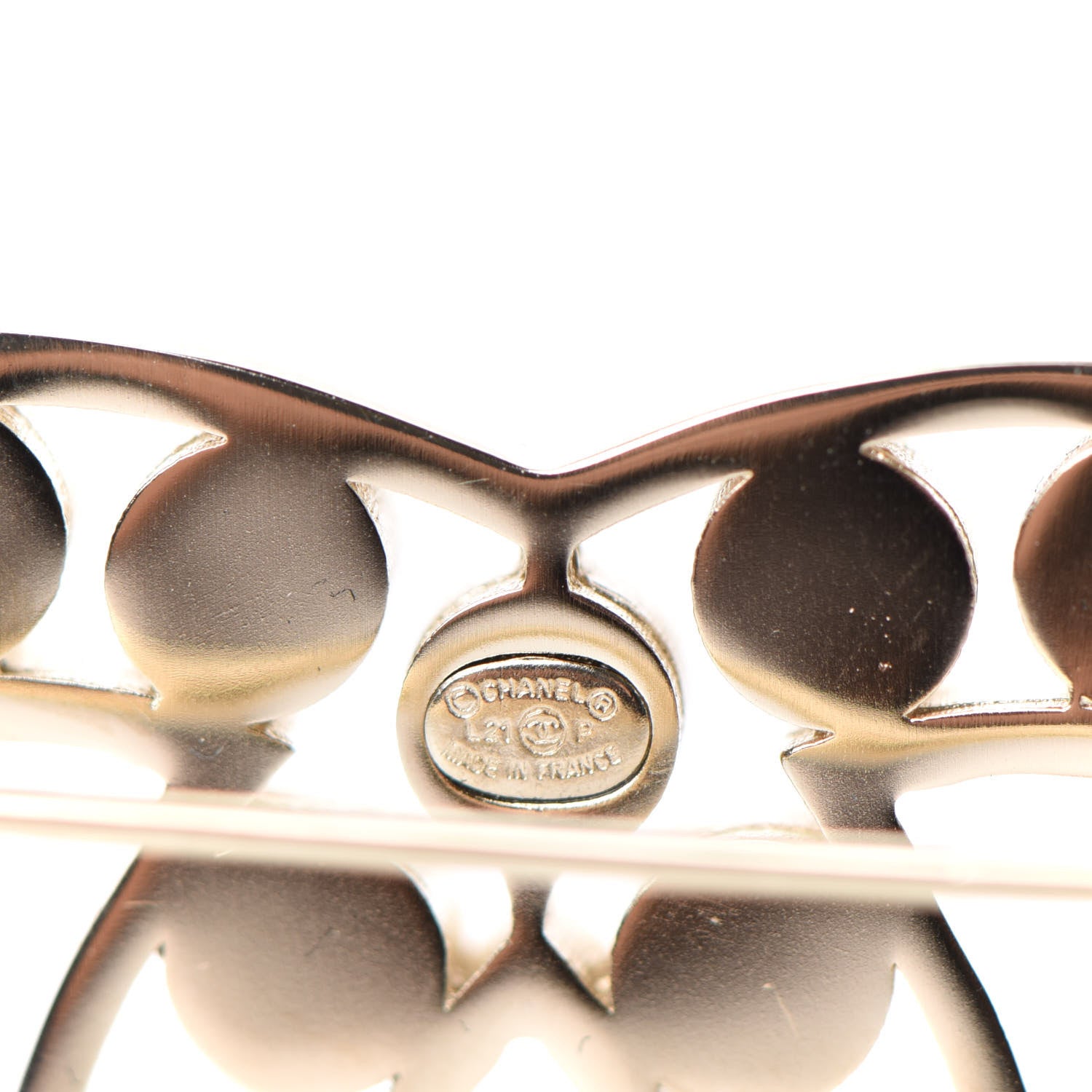 Chanel Crystal CC Brooch Light Gold 4 of 4