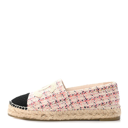 Chanel Tweed CC Espadrilles 37 Pink Black 1 of 8