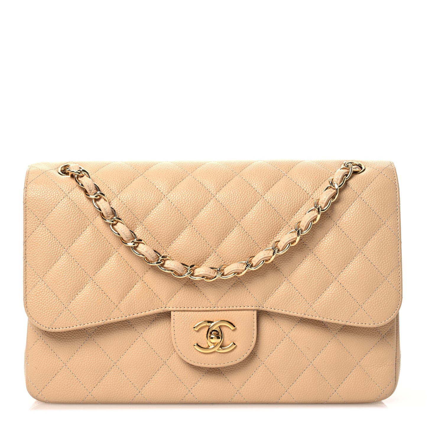 Cavia Quilted Jumbo Double Flap Beige