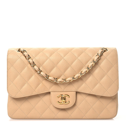 Chanel Cavia Quilted Jumbo Double Flap Beige 1 of 11
