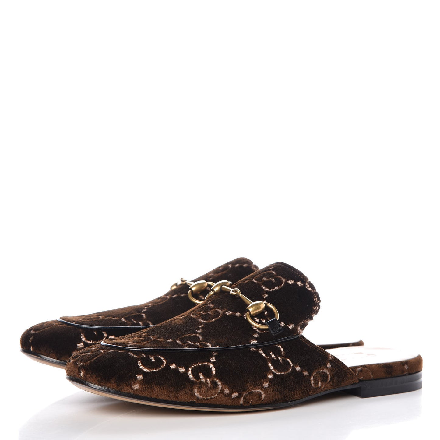 Velvet GG Monogram Mens Princetown Slippers 8 Brown