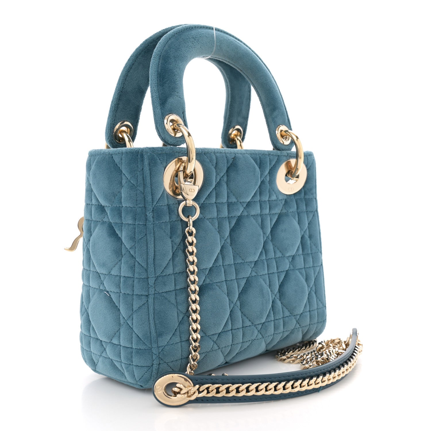 Christian Dior Velvet Mini Lady Dior Blue 3 of 10