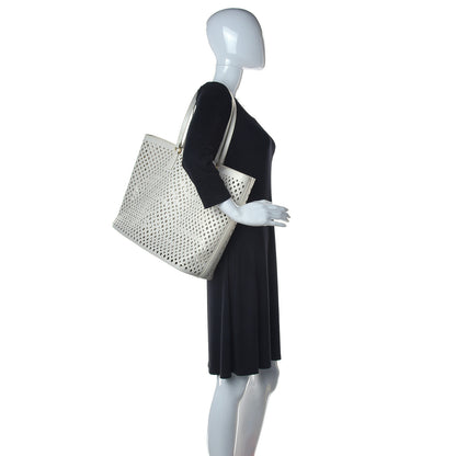 Prada Saffiano Perforated Tote Talco 2 of 21