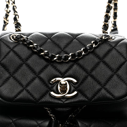 Chanel Shiny Caviar Quilted Medium Duma Pockets Drawstring Backpack Black 8 of 12