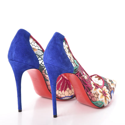 Christian Louboutin Lace Veau Velours Florale Follies 100 Pumps 37.5 Multicolor 4 of 8