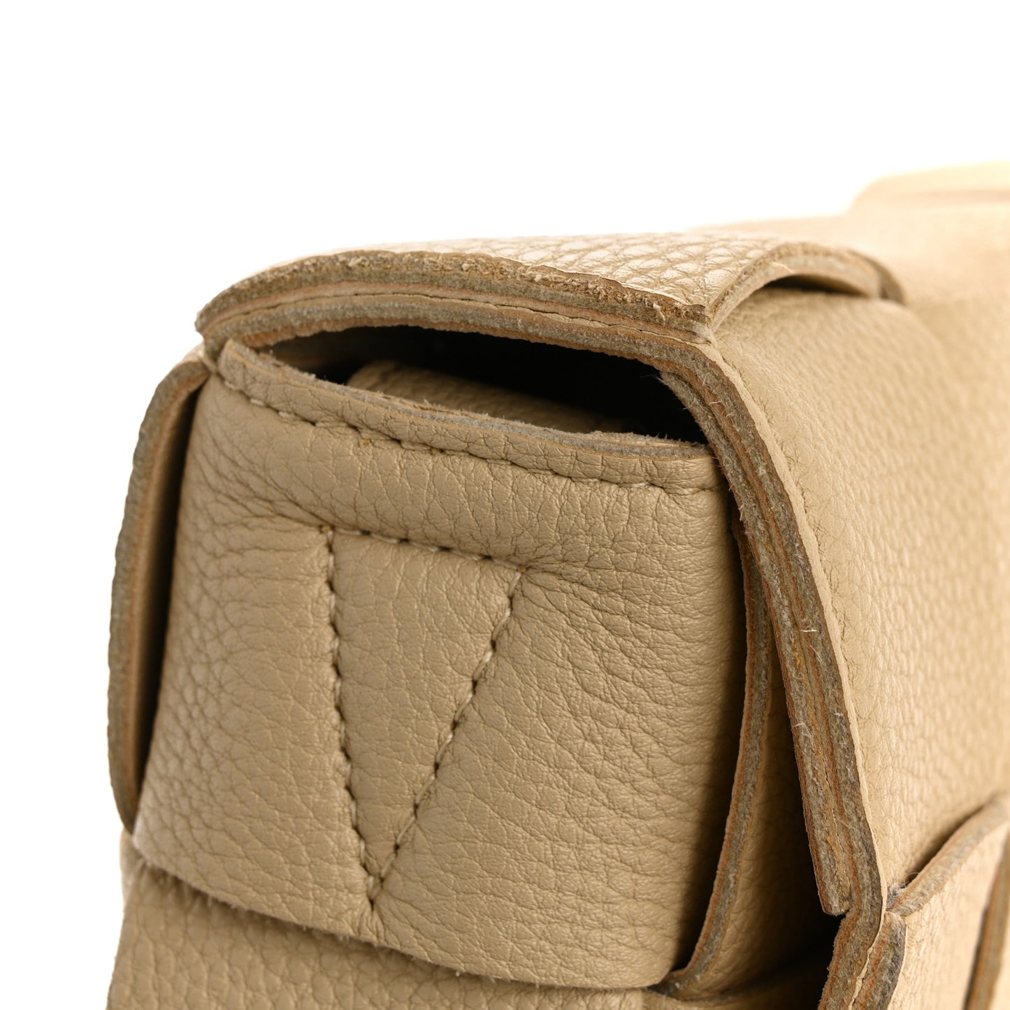 Grained Calfskin Maxi Intrecciato Cassette Crossbody Bag Porridge