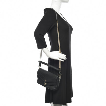 Chanel Sheepskin Chevron Quilted Mini Double Chevron Flap Black 2 of 12