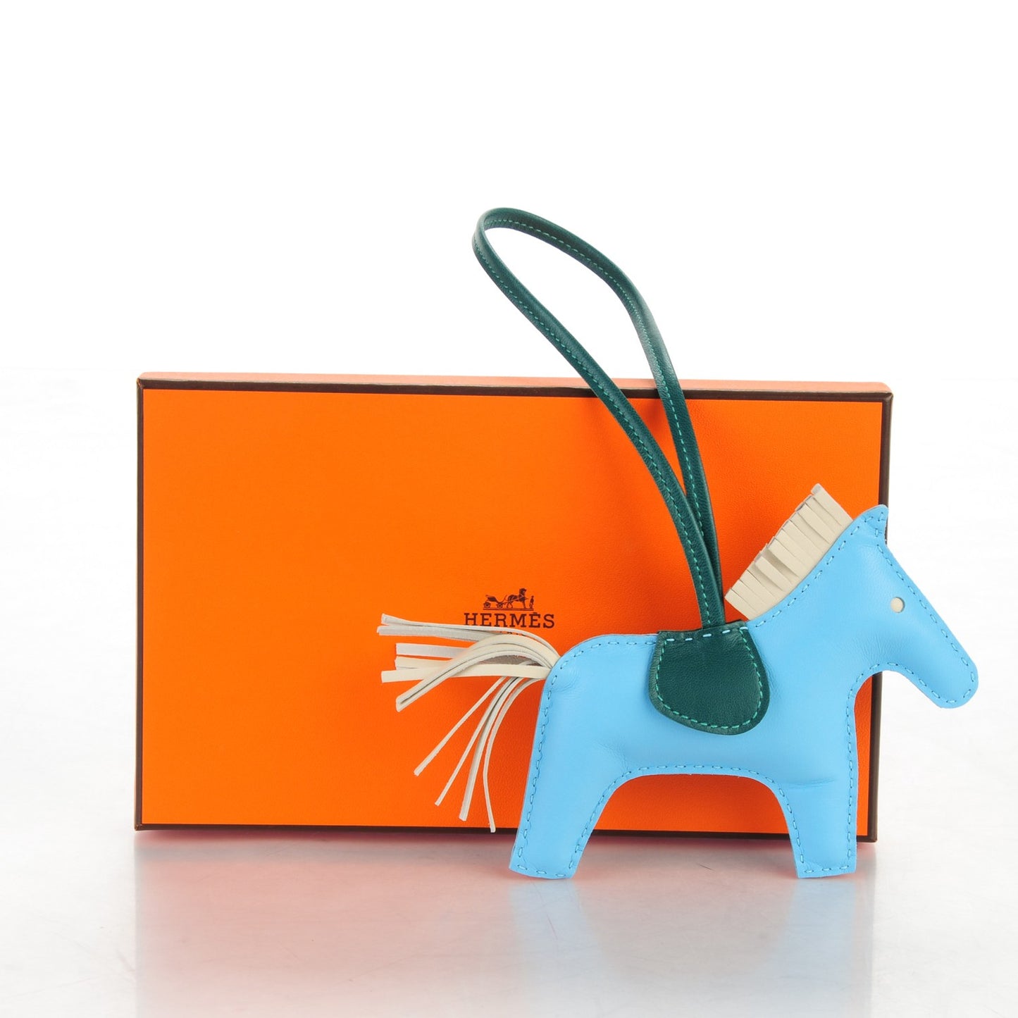 Milo Lambskin Grigri Rodeo Horse Bag Charm MM Celeste Malachite Craie
