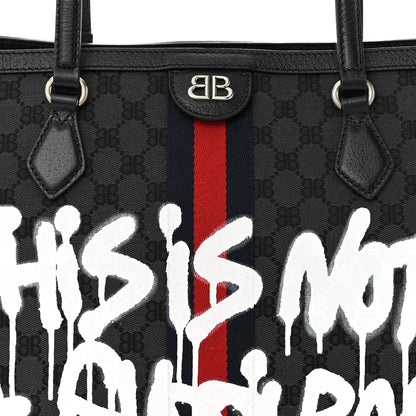Gucci X BALENCIAGA BB Monogram Web Graffiti Medium Ophidia Shopping Tote Beige New Acero 8 of 10