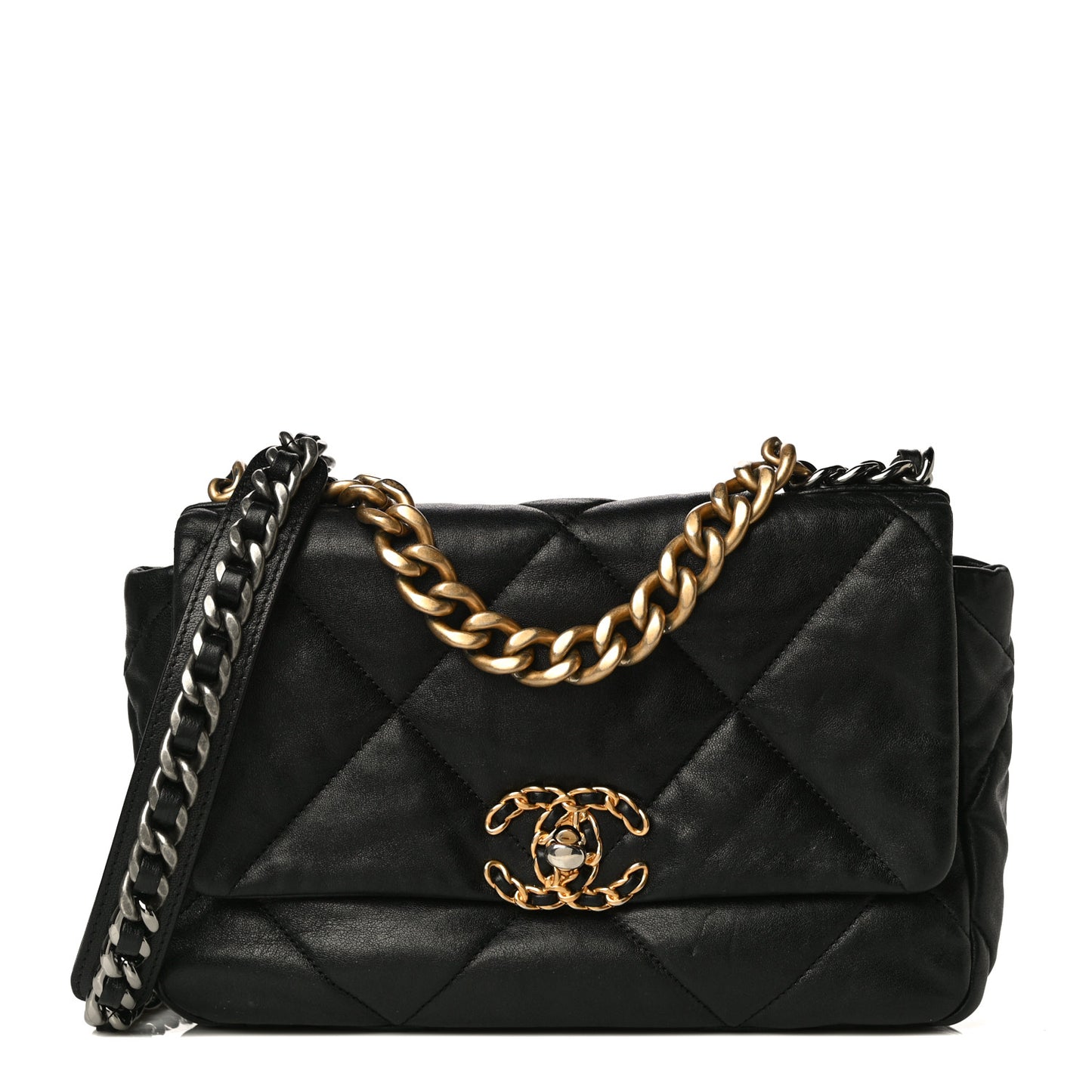 Lambskin Quilted Medium Chanel 19 Flap Black