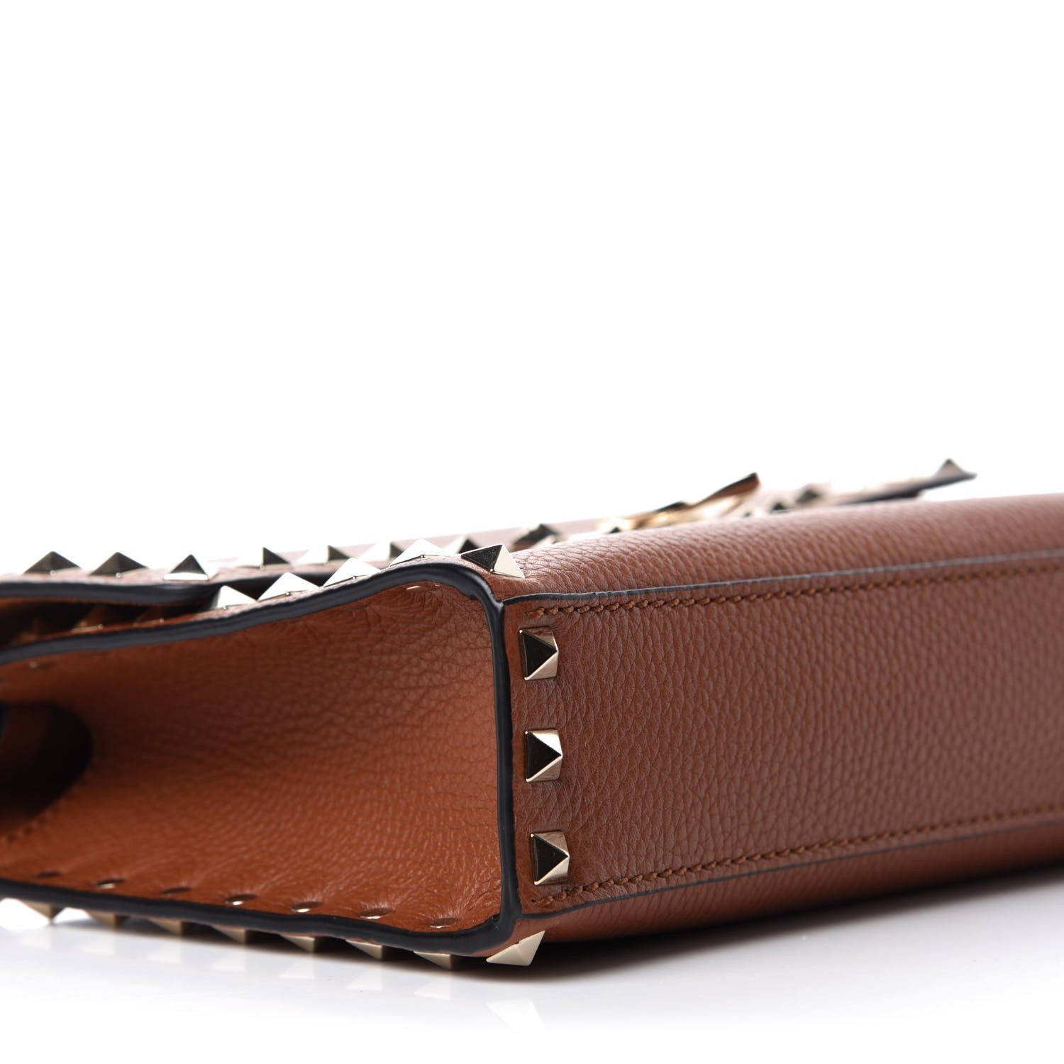 Valentino Garavani Pebbled Calfskin Medium Rockstud Flip Lock Crossbody Bag Brown 6 of 9