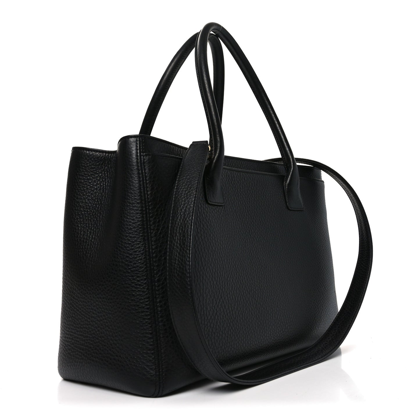 Calfskin Cerf Executive Shopper Tote Black