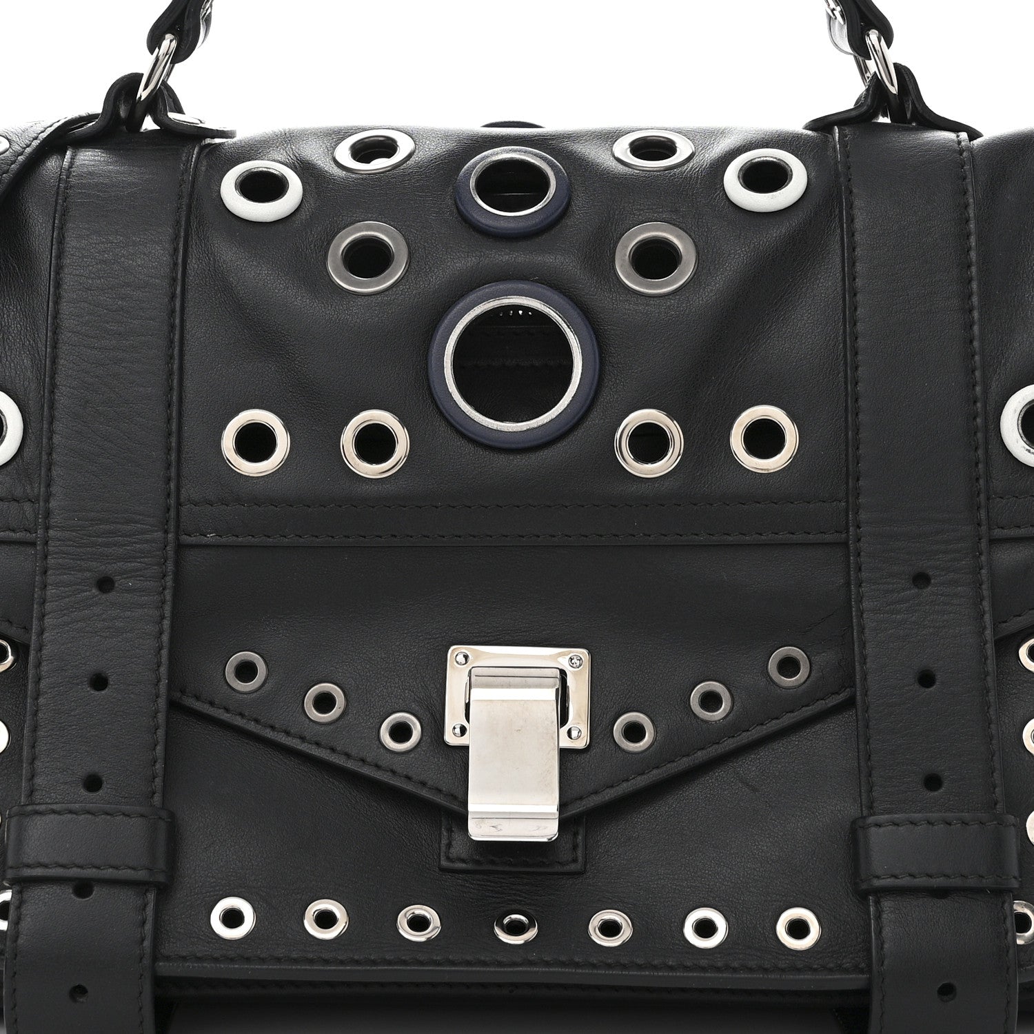 Proenza Schouler Lambskin Grommets Medium PS1 Satchel Black 7 of 11