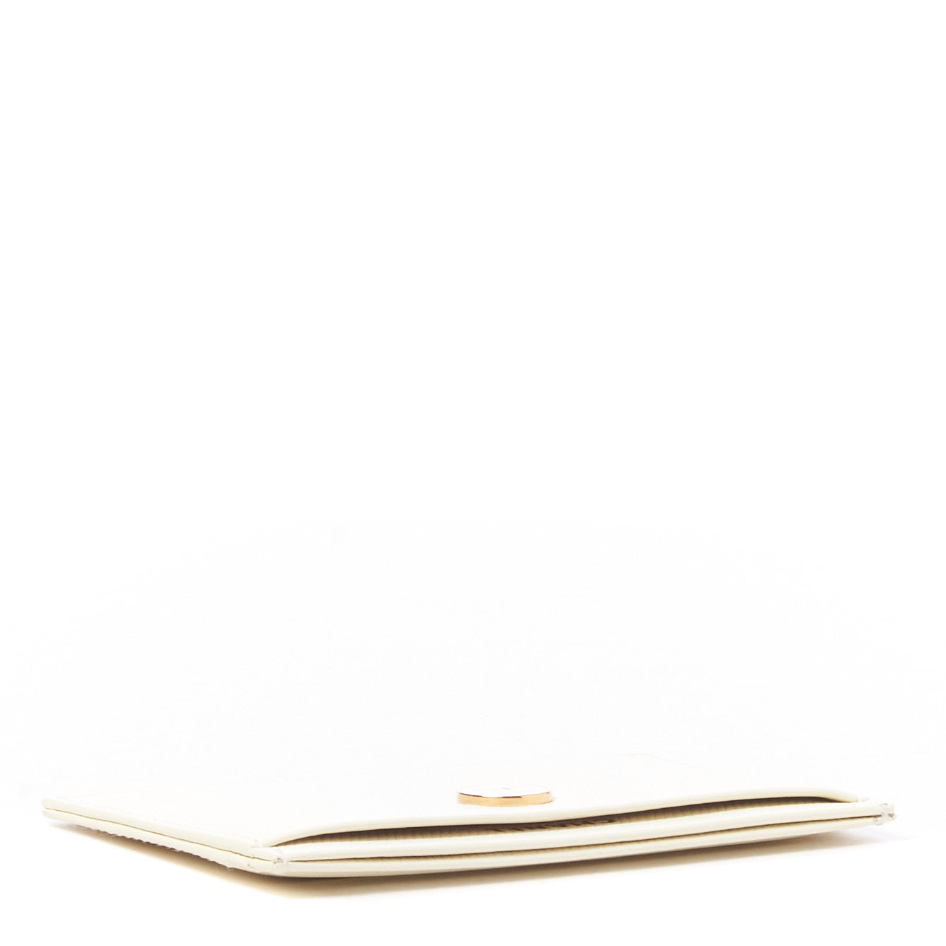 Calfskin CC Button Card Holder Case Off White