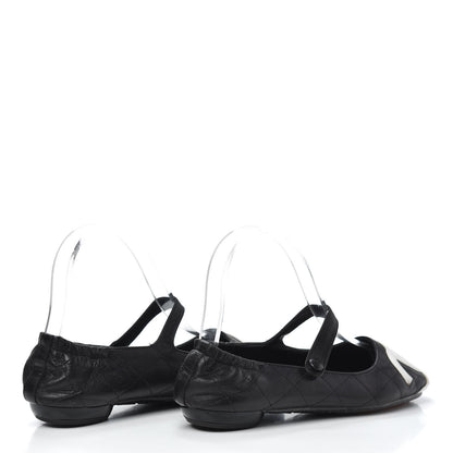 Chanel Lambskin Quilted Cambon Ballerina Flats 37 Black 4 of 7