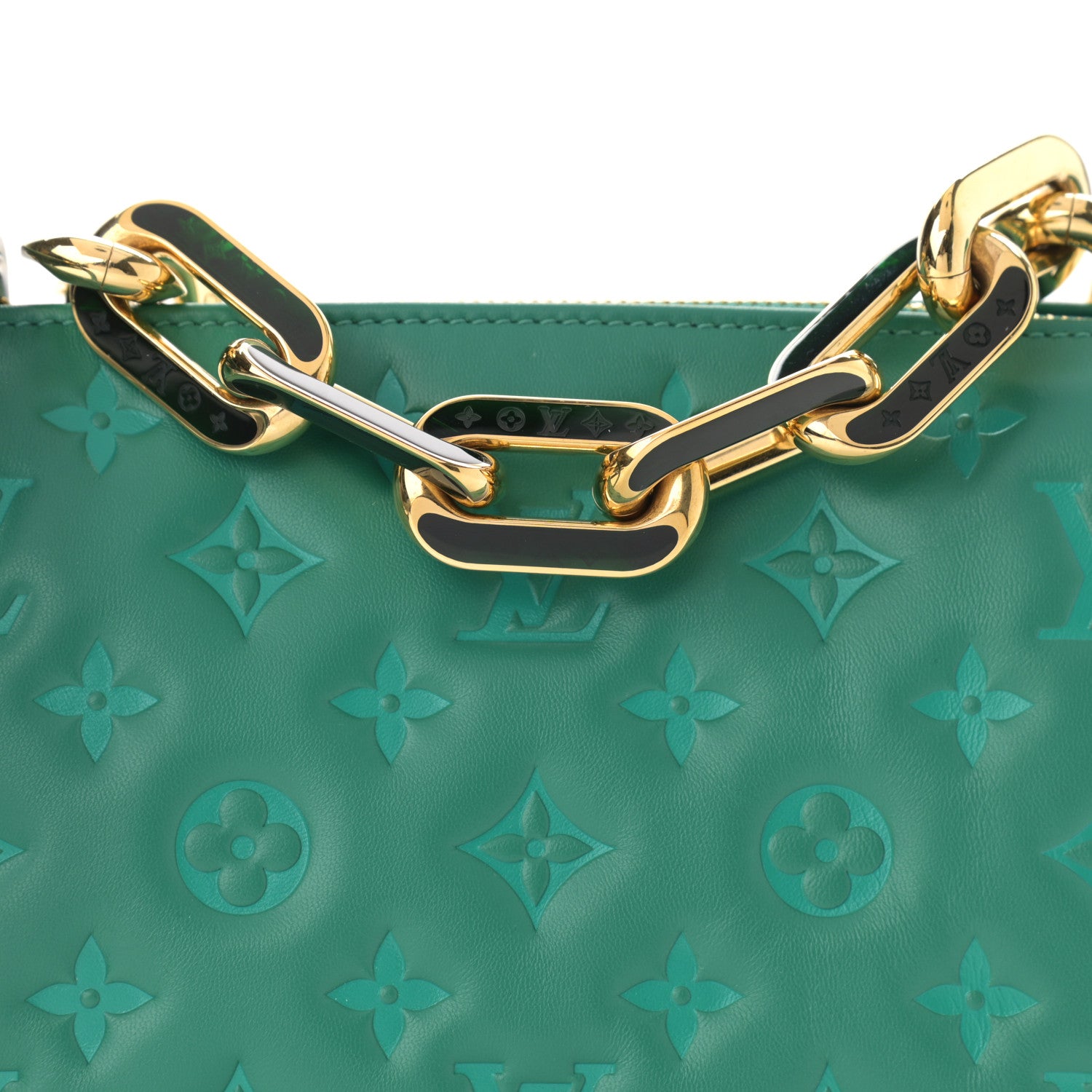 Louis Vuitton Lambskin Embossed Monogram Coussin BB Emeraude 7 of 9
