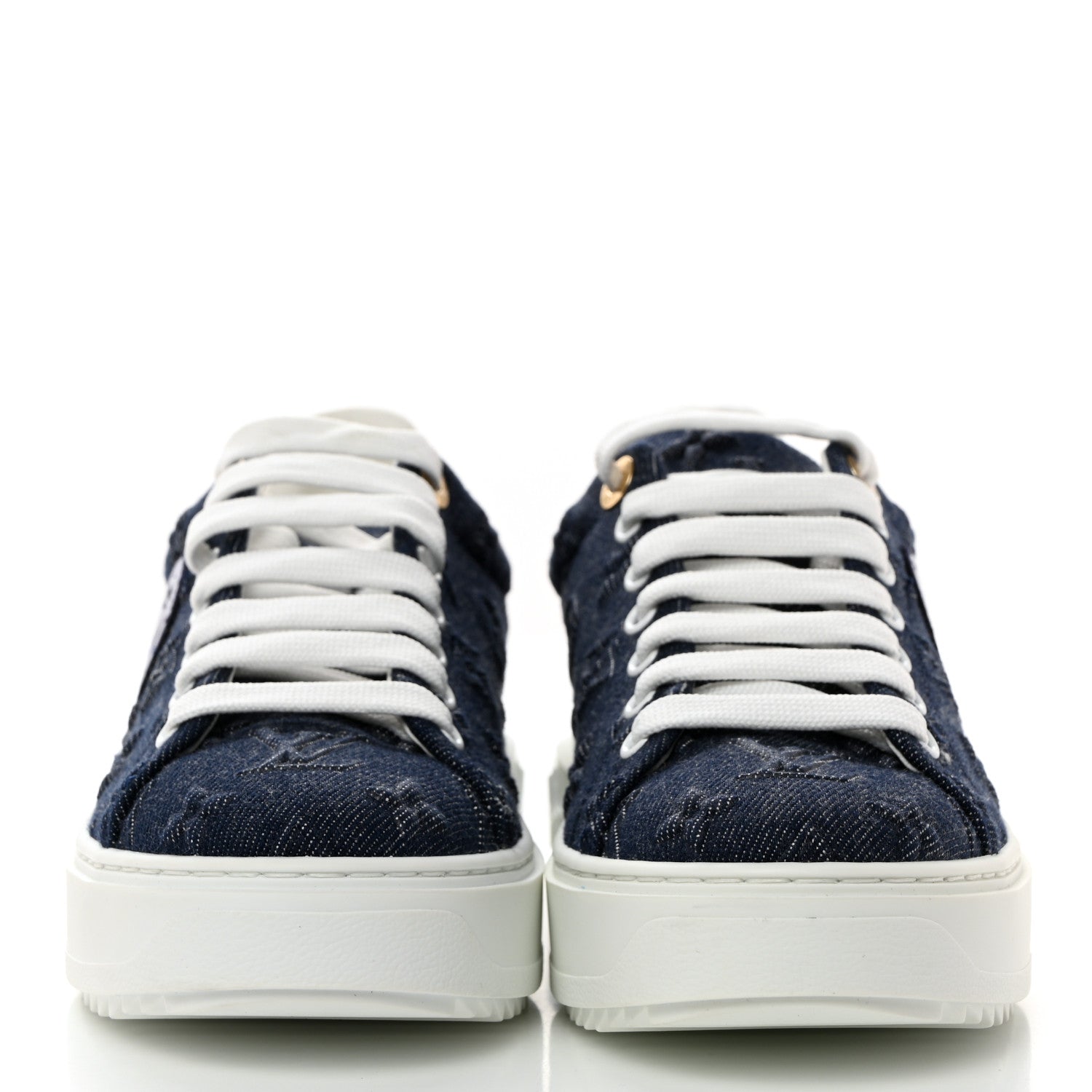 Louis Vuitton Denim Monogram Debossed Time Out Sneakers 37 Blue 2 of 9