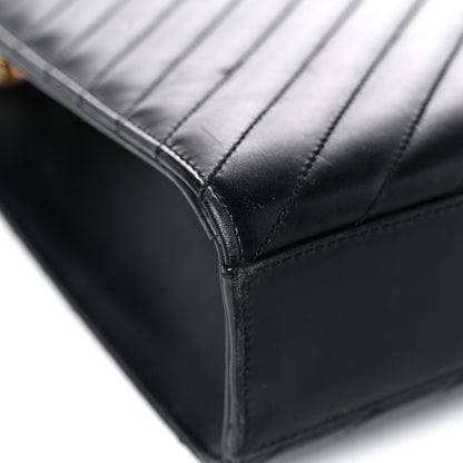 Saint Laurent Smooth Calfskin Matelasse Chevron Large Monogram Satchel Black 10 of 25