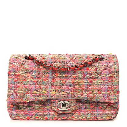 Chanel Tweed Quilted Medium Double Flap Pink 1 of 10
