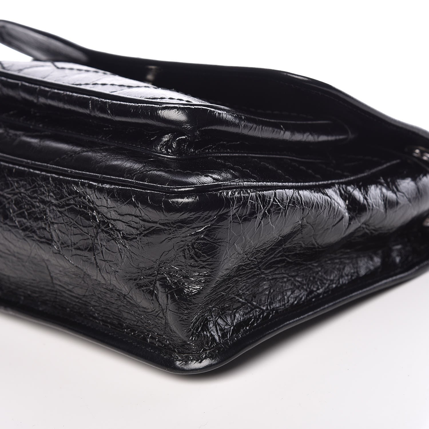 Saint Laurent Crinkled Calfskin Matelasse Monogram Medium Niki Chain Satchel Black 6 of 9
