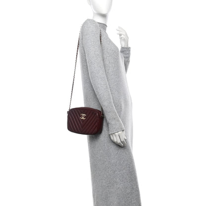 Chanel Lambskin Chevron Quilted Camera Case Burgundy 2 of 10